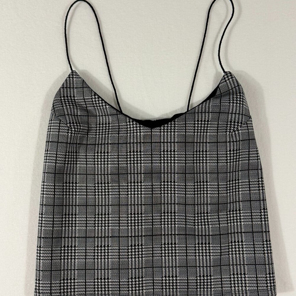 Arkitect Houndstooth Cropped Buckle‑Back Top | Size M | Y2K Black & White